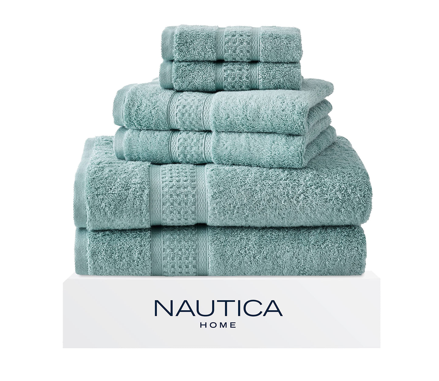 Nautica - Bath Towels, 100% Soft & Absorbent Cotton Towels, Fade Resistant and Zero Twist Construction, Medium Weight Bathroom Towels (Oceane Turquoise, 6 Piece)