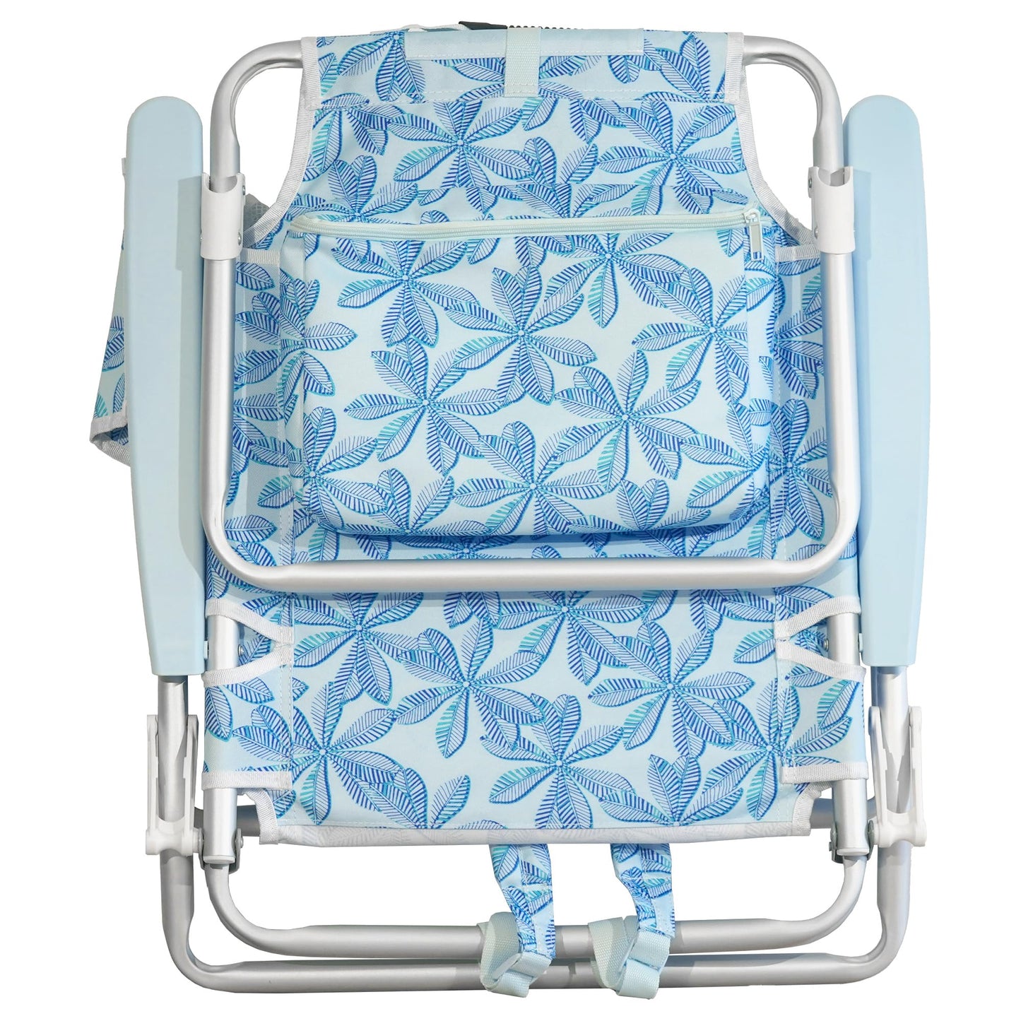 Nautica Beach Chair, Five Position Backpack Chair, Portable & Adjustable with Padded Pillow and Cup Holders and Attached Insulated Cooler Bag