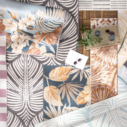 Tommy Bahama Cay Palm Fronds Indoor Outdoor Area Rug, Leaf Coastal Design, UV Fade Resistant, Ivory, 7'10"x10'2"