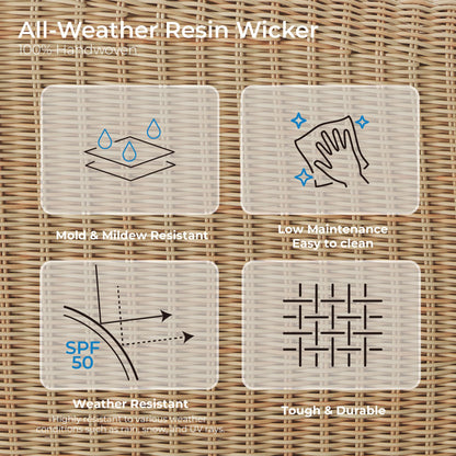 CHITA 2 Pieces Patio Wicker Furniture Set, Outdoor Rattan Chair Set with Removable Thickened Cushions, Fully Assembled(Beige Cushions with Light Brown Wicker)