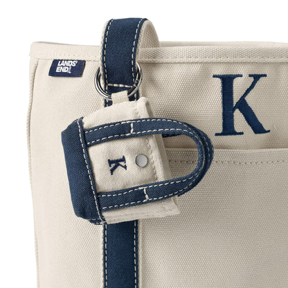 Lands' End Pre-Monogram Letter K Micro Canvas Tote Natural/radiant Navy Mini