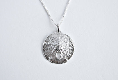 Sand Dollar Necklace or Earrings by Ali C Art, Made in USA Unique Handmade Sterling Silver Ocean Beach Shell Pendant Jewelry, Gift for Her Women Wife Mother Girlfriend Birthday Love Swimwear Beachwear