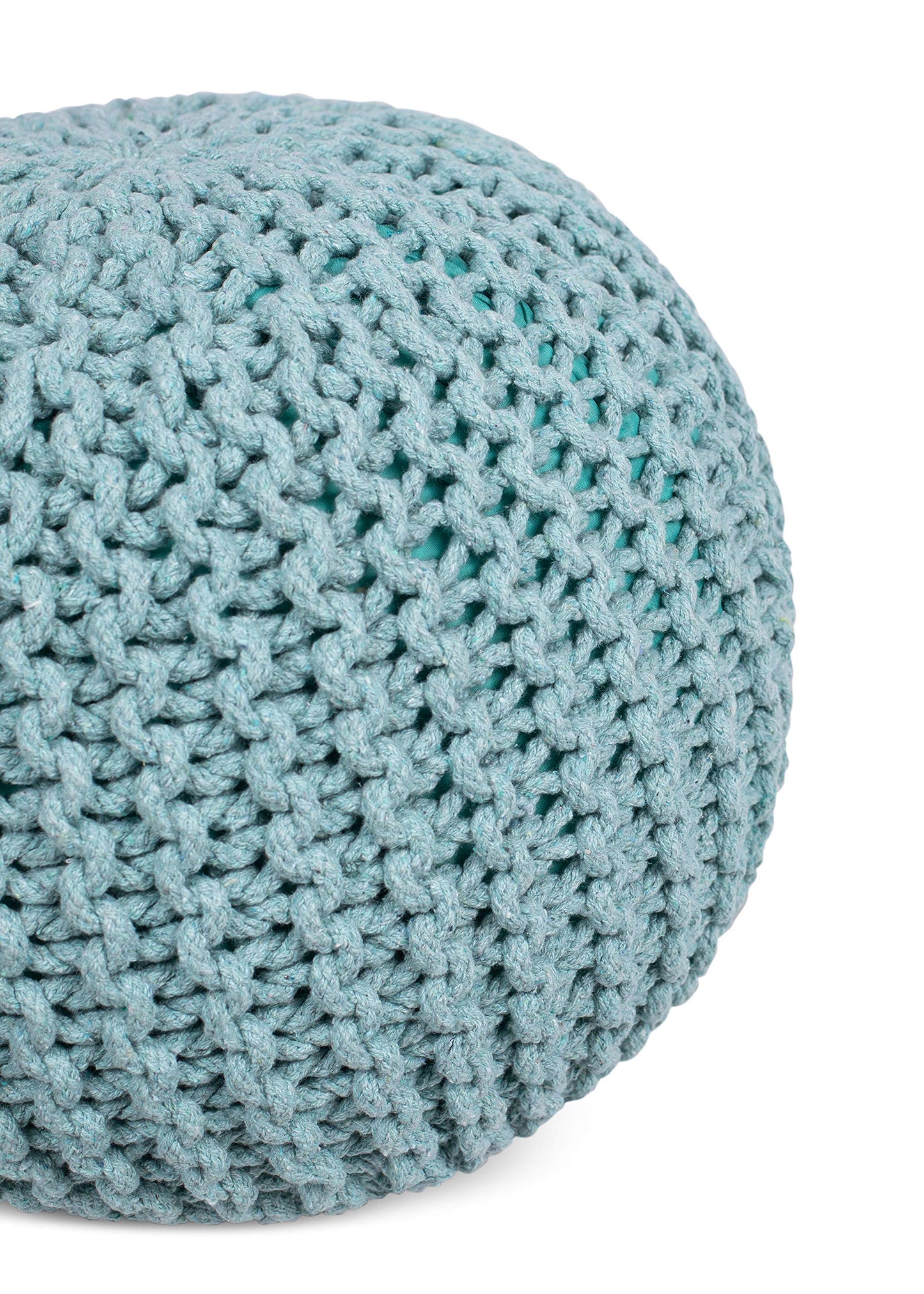 BIRDROCK HOME Round Pouf Ottoman | Cotton Braided Round Foot Stool | Bedroom and Living Room Poof | Sage Green Boho Ottoman | Pouf Foot Rest