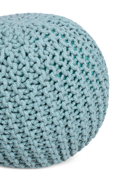 BIRDROCK HOME Round Pouf Ottoman | Cotton Braided Round Foot Stool | Bedroom and Living Room Poof | Sage Green Boho Ottoman | Pouf Foot Rest