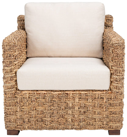 SAFAVIEH Couture Home Collection Gregory Natural/Beige Cushion Water Hyacinth Accent Chair (Fully Assembled)
