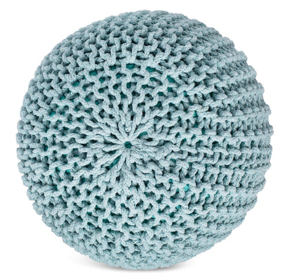 BIRDROCK HOME Round Pouf Ottoman | Cotton Braided Round Foot Stool | Bedroom and Living Room Poof | Sage Green Boho Ottoman | Pouf Foot Rest
