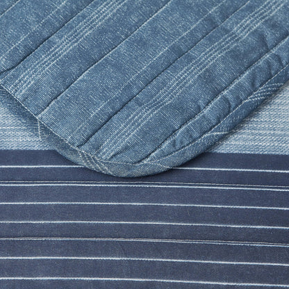 Nautica- Queen Quilt Set, Cotton Reversible Bedding Set, All Season Designer Home Décor (Ridgeport Blue, Queen)