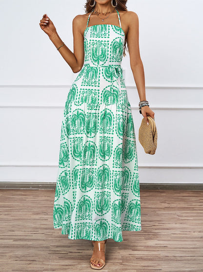 Women Floral Halter Beach Hawaii Holiday Dress