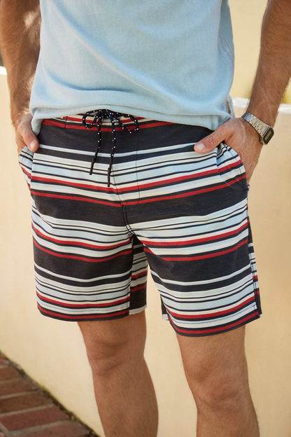 Duke 7.25” Stripe Boardshort - Navy Combo