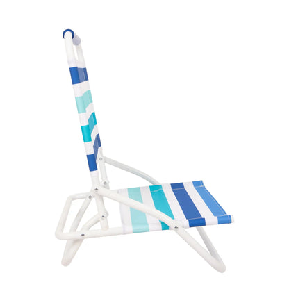Folding Beach Chair Blue & Teal Stripe