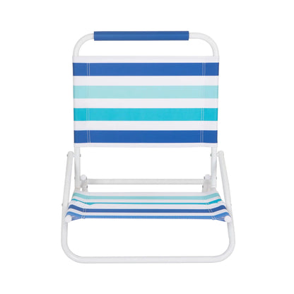 Folding Beach Chair Blue & Teal Stripe