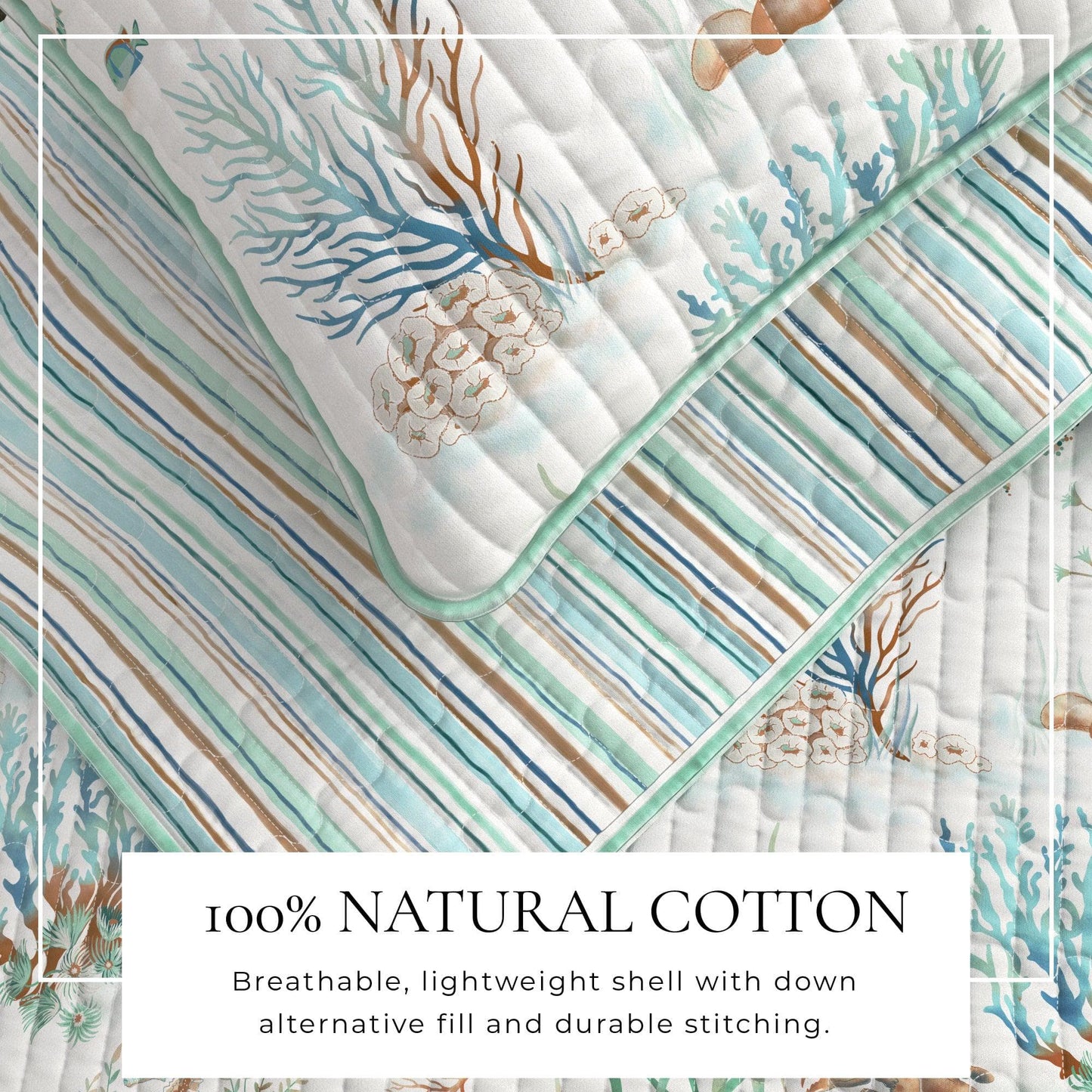 Coastal Printed Cotton Quilt Set - Santa Barbara Collection