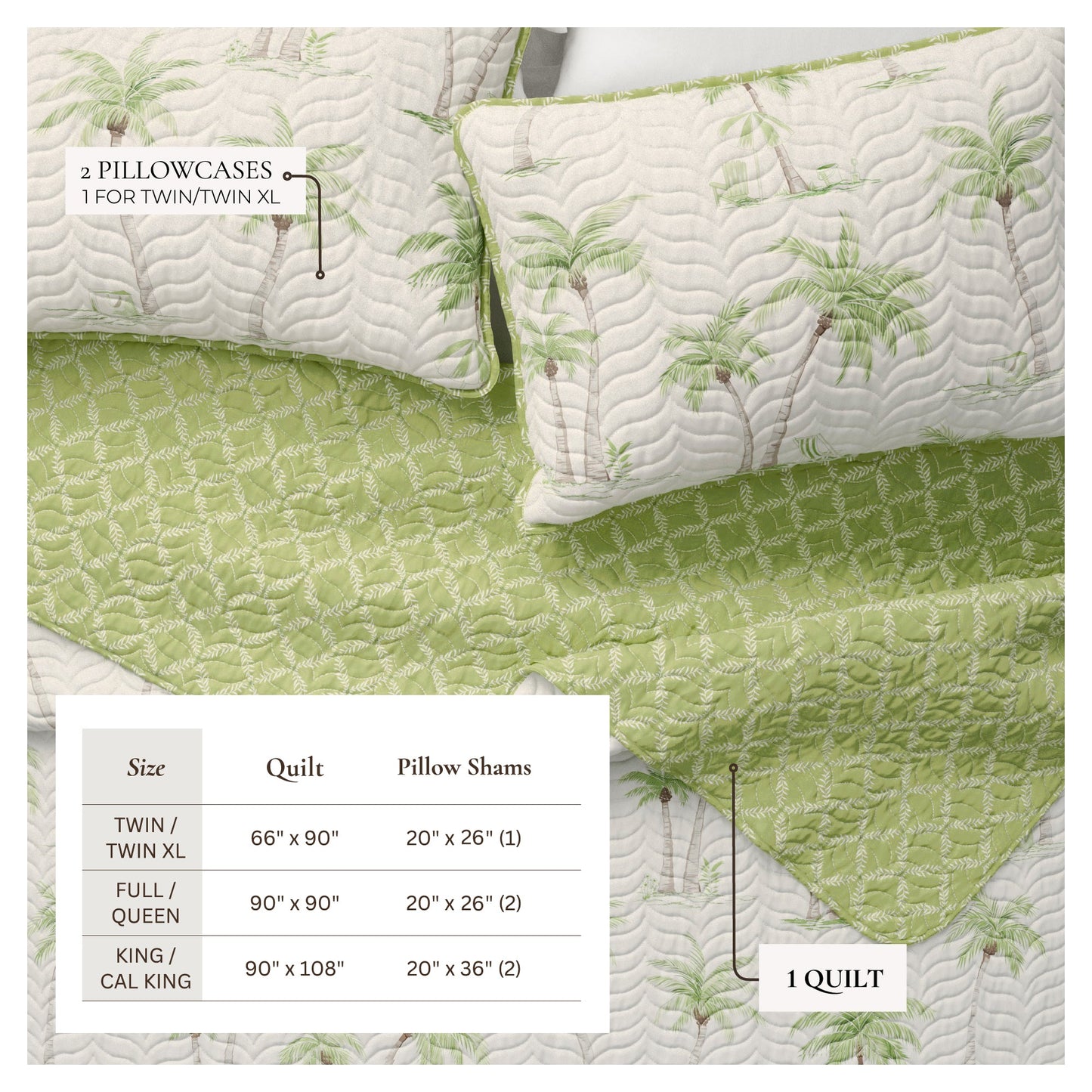 West Palm Trees Coastal Quilt Set - Coronado Collection